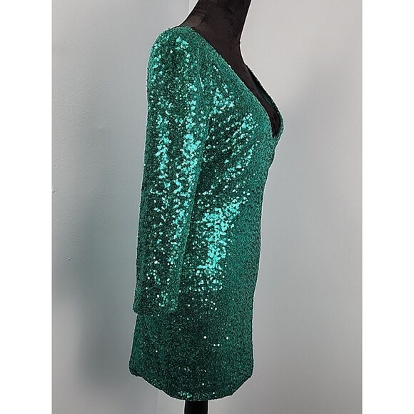 A'gaci Agaci Bodycon Mid Sleeve Dress Large Sequin Homecoming Festival Concert - Picture 5 of 12